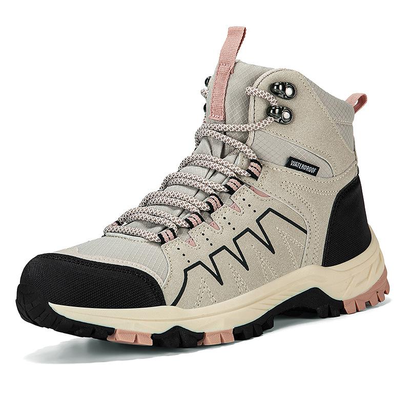 

Men s and Women s High-Top Leather Casual Sports Shoes - Autumn/Winter Large Size Dad Shoes for Outdoor Hiking 40 бежевый