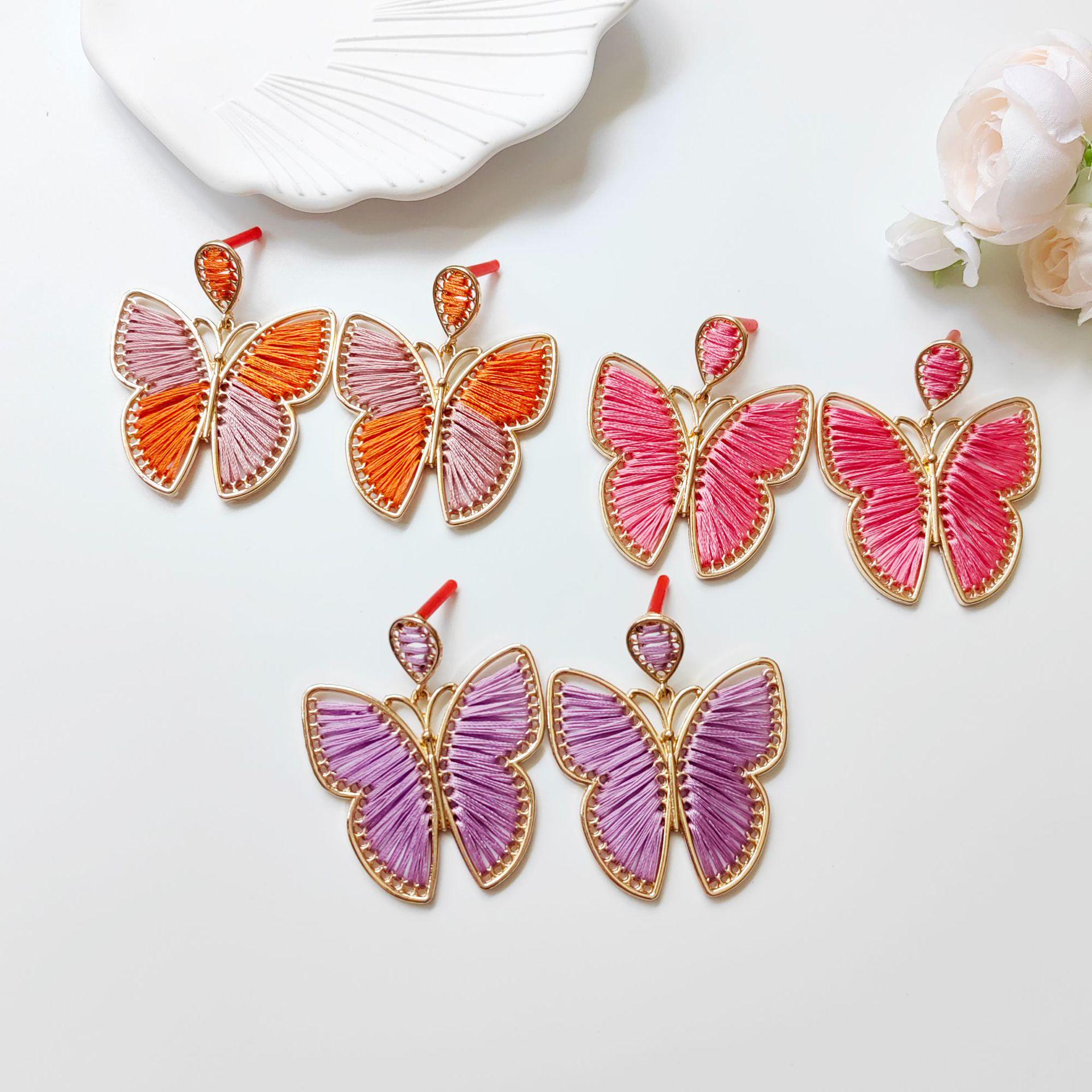 

Bohemian Cotton Thread Handmade Butterfly Earrings