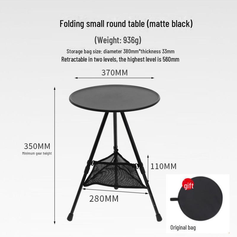 Přenosný skládací kempingový stůl se stativem - lehký kulatý konferenční stolek pro venkovní použití