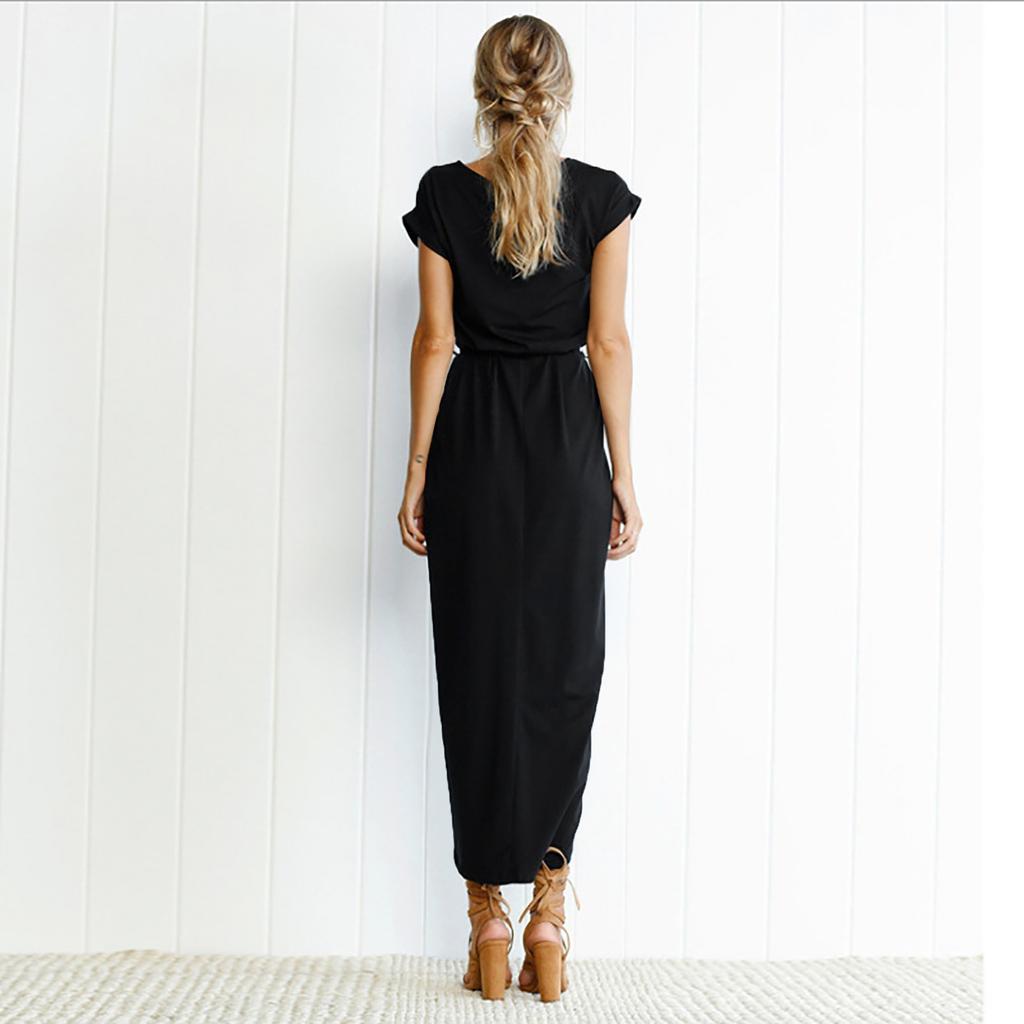 Women's Summer Dress Round Neck Sleeveless A-Line Dress Hem Belted Swing Beach Dresses