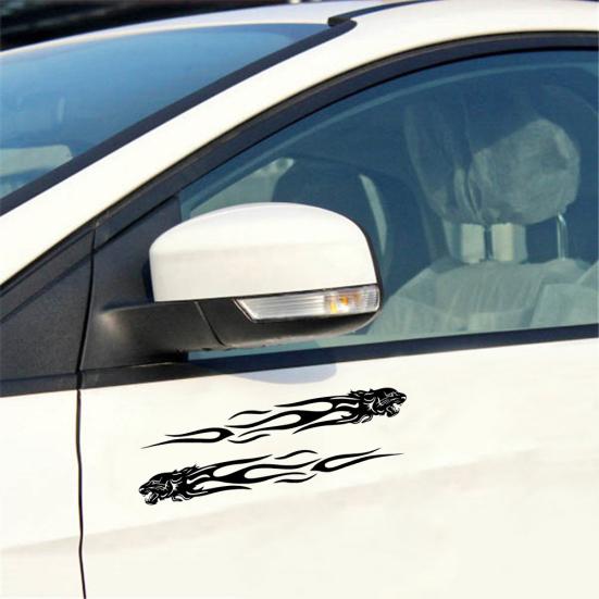 1Pair Stylish Tiger Flame Self-adhesive Car Sticker Truck Body Reflective Decal
