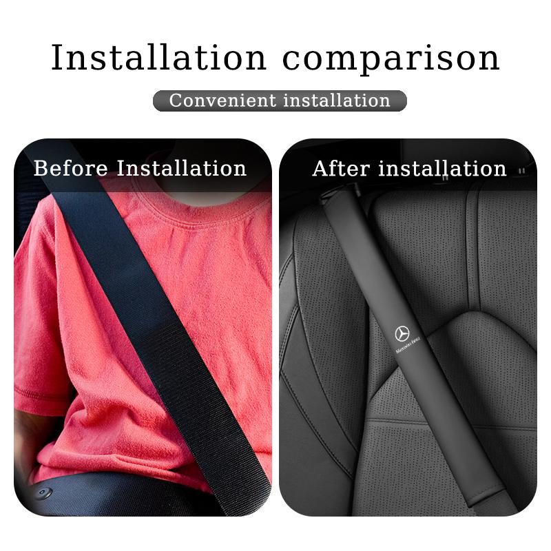 CRR1 Car Extended Belt Cover Shoulder Pads Leather Seat Belt Cover For Benz AMG A C E S G Class W201 W210 W108 W204 W205 W203