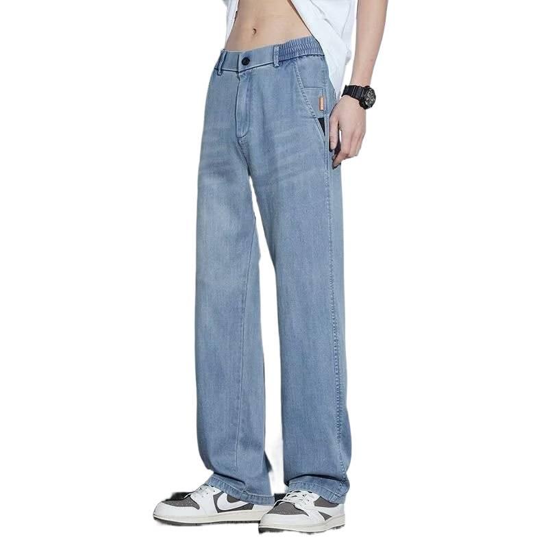 New American trendy brand versatile jeans men's summer thin retro loose straight casual long pants