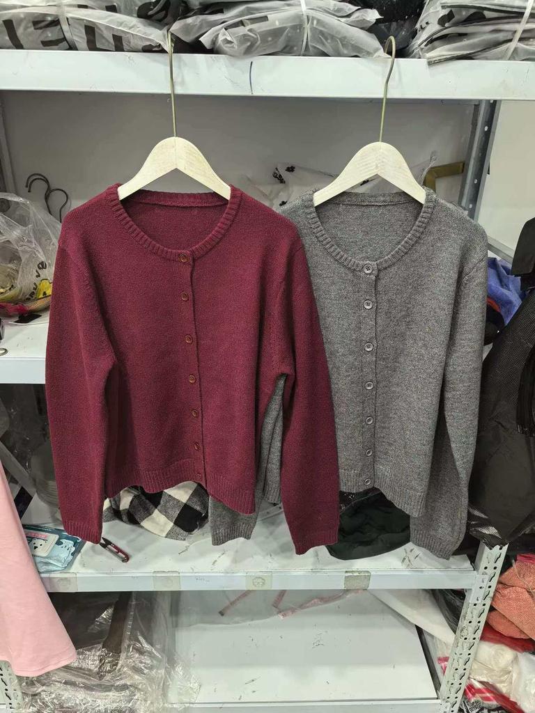 Women's Autumn Round Neck Knit Cardigan - Versatile, Solid Color