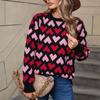 Women's Casual Fashion Round Neck Heart Sweater Knitted Bottoming Shirt