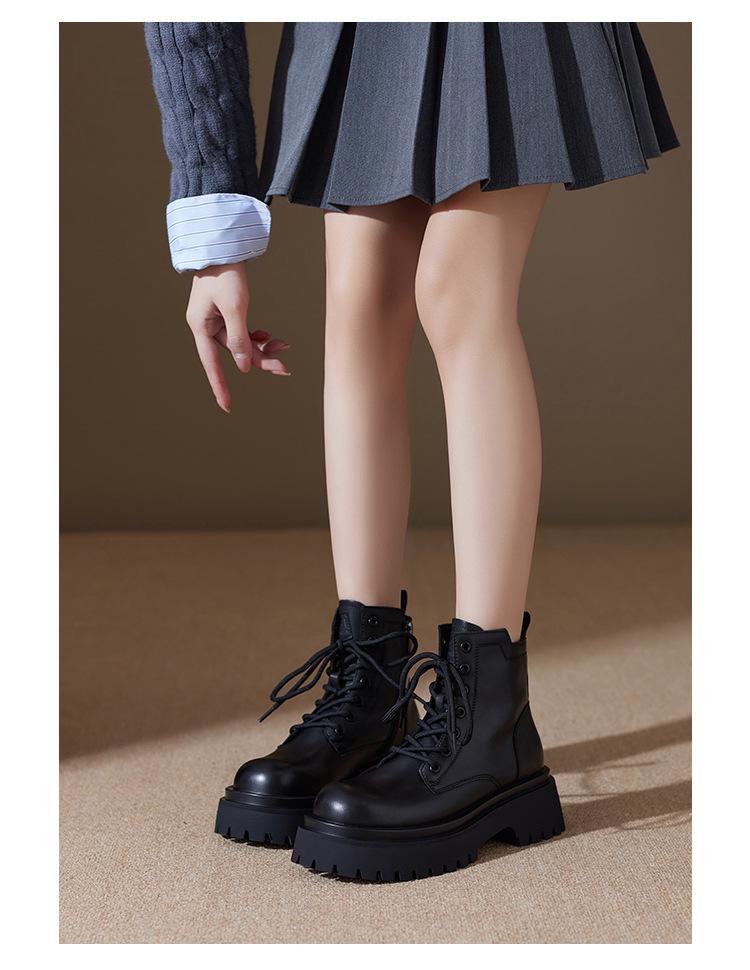 High-Quality 6CM Thick Sole Martin Boots for Women – Autumn 2025 British College Style, Four-Season Wear, Short Boots
