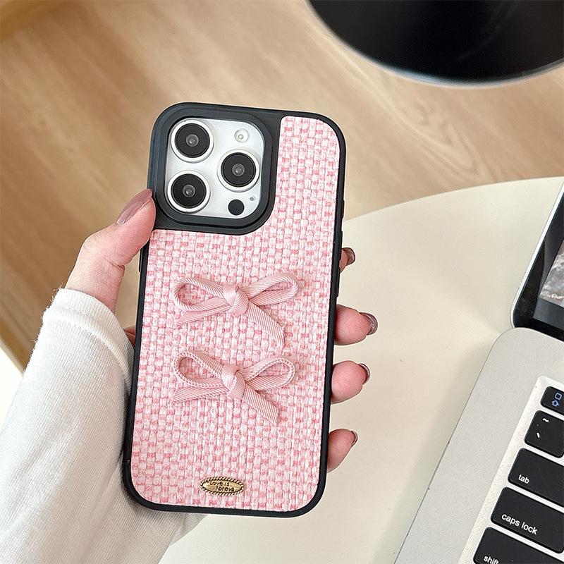 Leather Bow for Apple 17promax Mobile Phone Case for IPhone16 High-end 15 Simple 13 Anti-fall 14