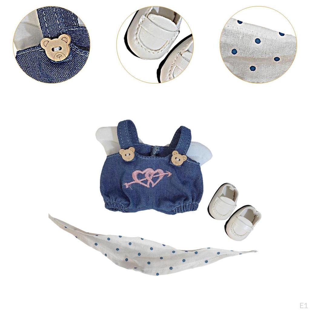 Stuffed Animals Accessories,Plush Doll Bib Overall with Scarf and Shoes for 15cm or 10 Cm