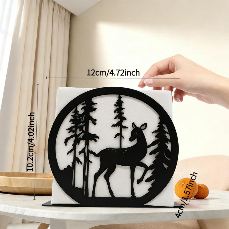 Living Room Bedroom Vertical Iron Art Deer Tissue Box Creative Simple Black Home Decor Tissue Storage Napkin Box