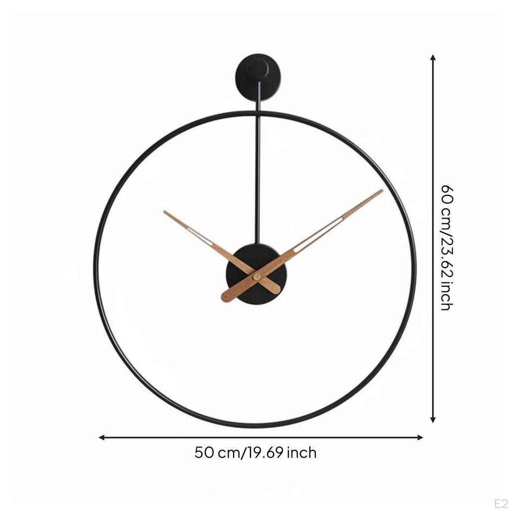 Metal Wall Clock Light Luxury Hoop Nordic for Living Room, Study Black 50CM