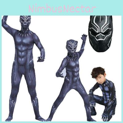 Superhelt Cosplay Jumpsuit av Premium Kvalitet Svart Panter for Voksne og Barn