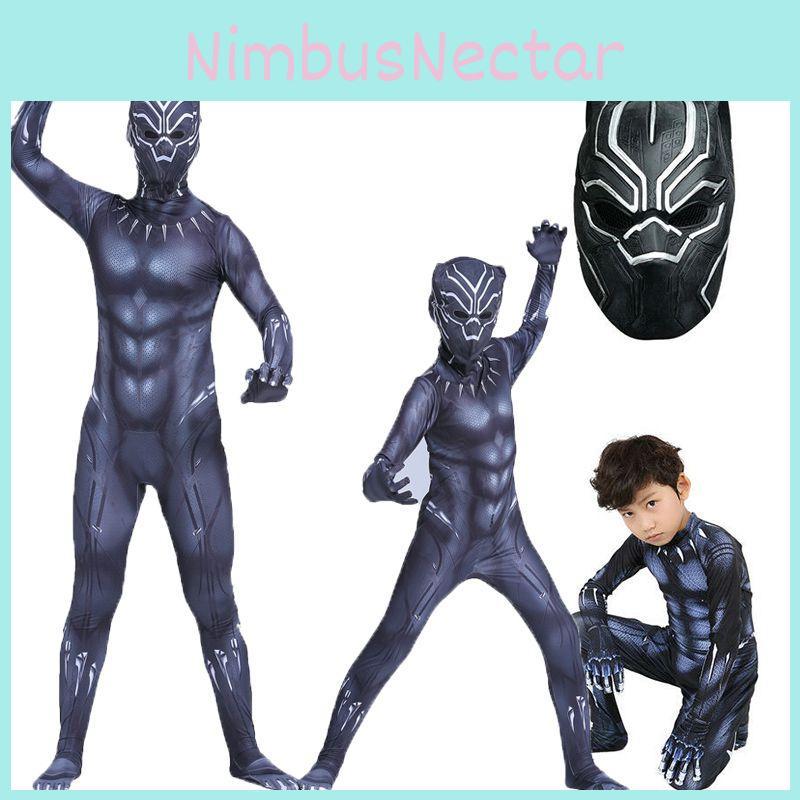 Macacão Cosplay de Super-Herói Pantera Negra de Qualidade Premium Para Adultos e Crianças