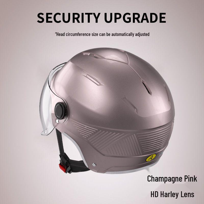 Unisex Summer Breathable 3C Electric Motorcycle Half Helmet Long Sunscreen Tea Lens