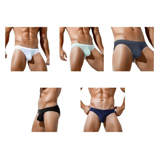 Pánské slipy se středně vysokým pasem, vysokou elasticitou, U-konvexní, měkké spodní prádlo, jednobarevné, ledové hedvábí