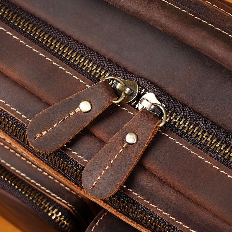 Borsa a tracolla e a spalla da uomo in vera pelle retrò - Borsa da viaggio in pelle Crazy Horse