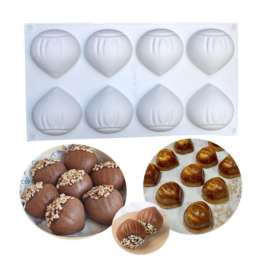 Food Grade Silicone Fruit Shaped Dessert Mold 8-Cavity Baking Mold Hazelnut Mousse Cake Mold