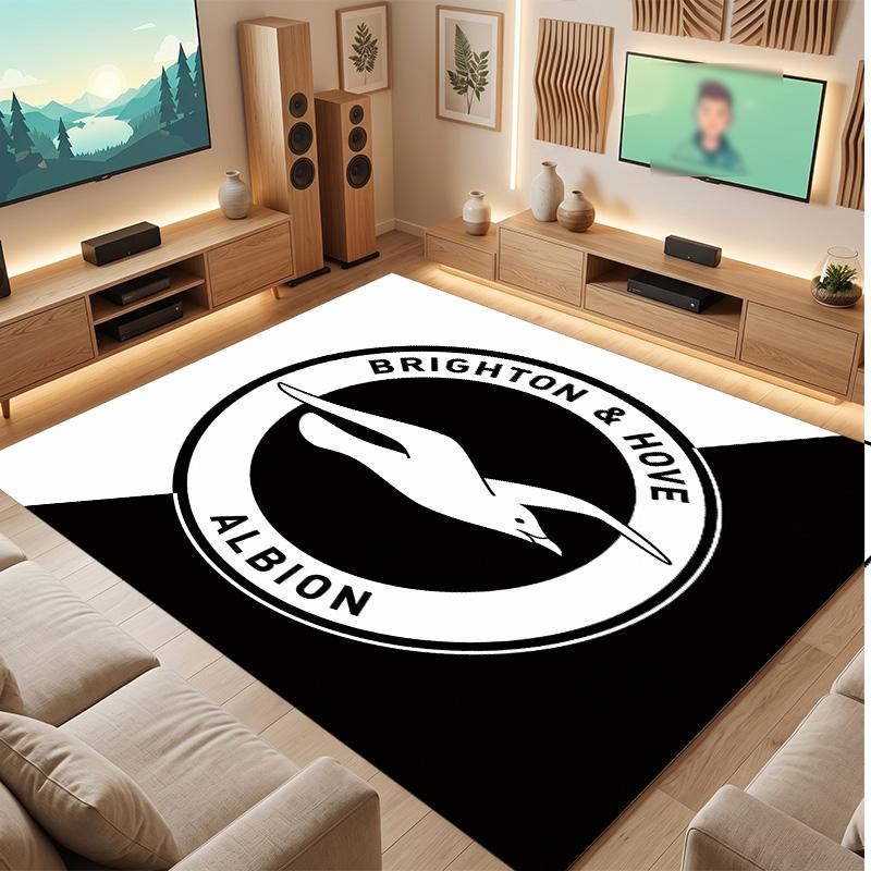 Brighton & Hove Albion Football Print Crystal Velvet Rug, Comfortable Water Absorbent Non Slip Indoor Floor Carpet