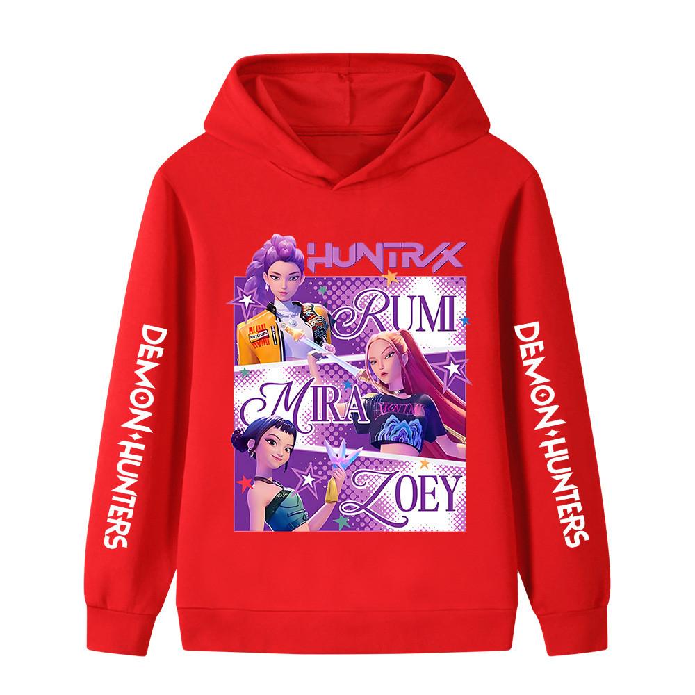 B1199XX Kids Boys Girls Kpop Rumi Zoey Mira Huntrix Print Long Sleeves Hoodie