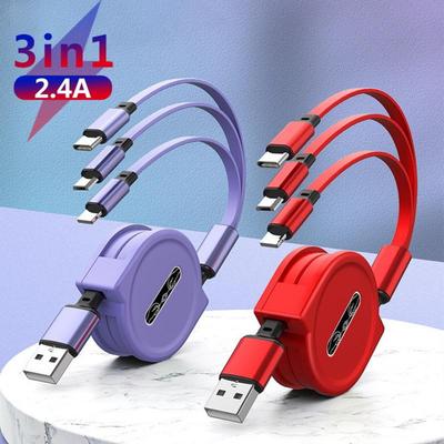Câble de Charge 3 en 1 Rétractable USB Charge Charge Rapide Pour XiaoMi HuaWei Samsung Câble de Charge Portable Micro Type-C