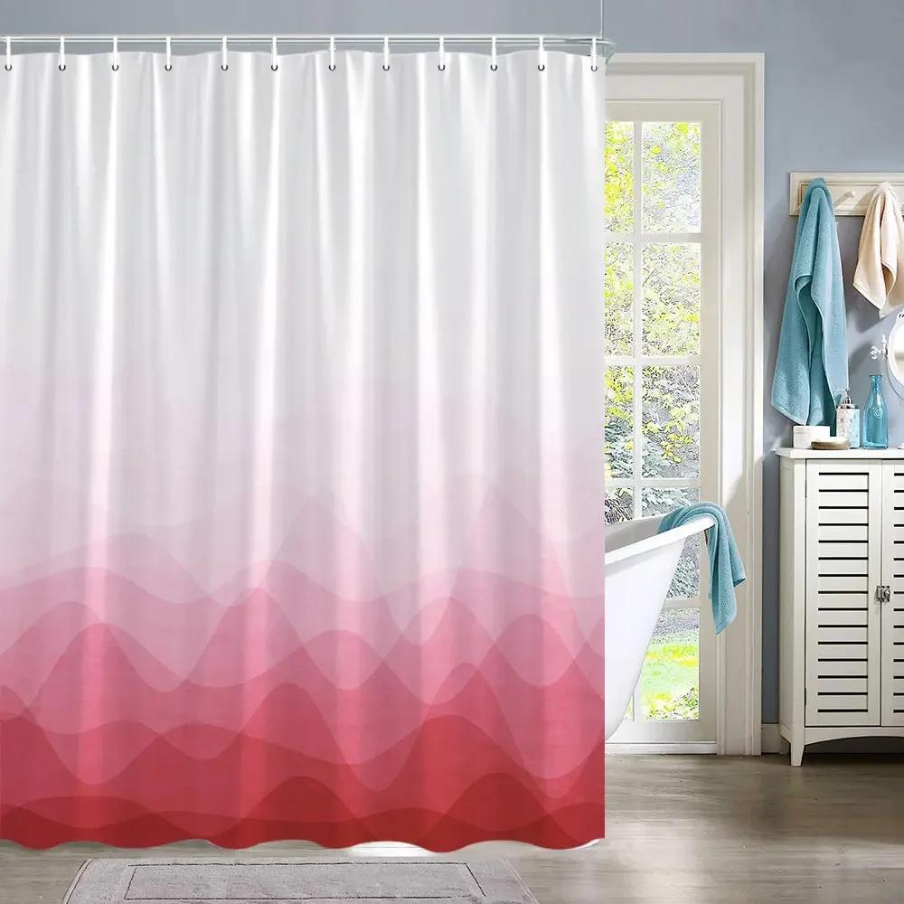 Colourful Gradient Minimalist Bathroom Curtains Abstract Geometric Lines Home Bathroom Decor Polyester Washable Shower Curtains