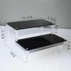 Black Acrylic Multi-Layer Display Stand for Model Figures, Bracelets, and Jewelry Storage.
