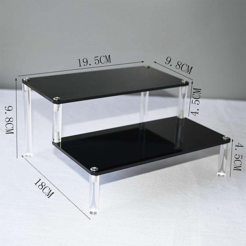 Black Acrylic Multi-Layer Display Stand for Model Figures, Bracelets, and Jewelry Storage.