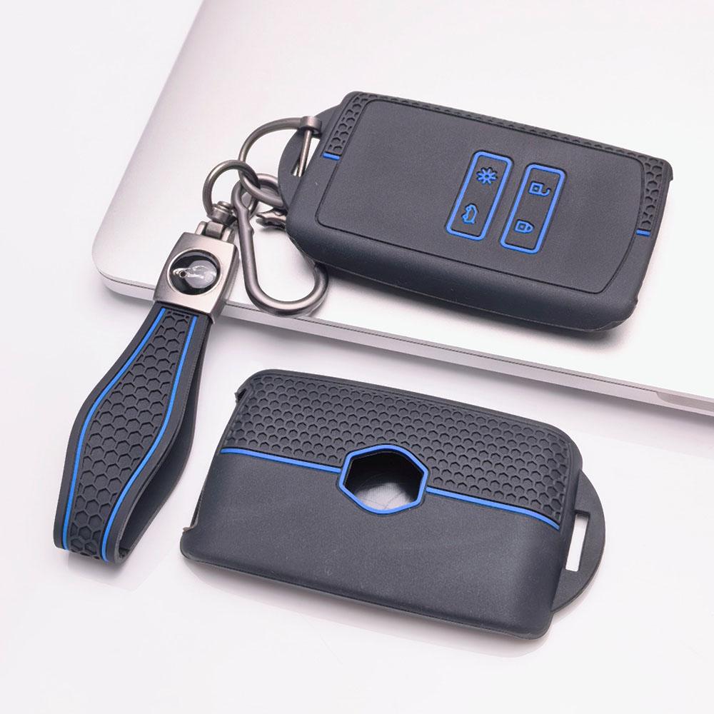 Key Fob Cover for Renault Koleos Kadjar Megane Talisman Espace Captur Clio Scenic with Keychain Anti-Scratch Guard Shockproof Protection