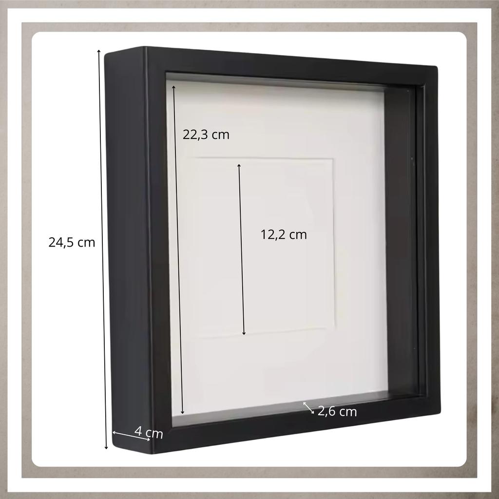 Deep box 3D frame 24.5x24.5 for moss handicrafts for photos, black