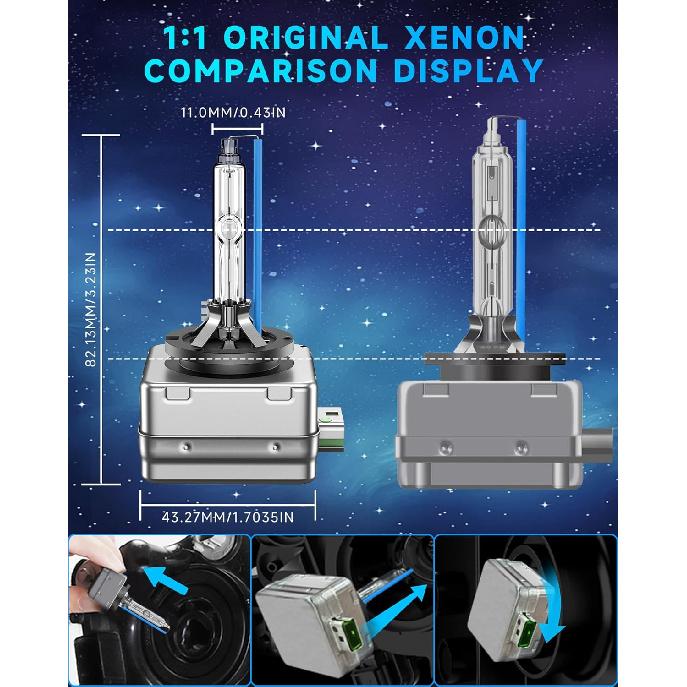 D3S HID Xenon Headlight Bulb Compatible With 2014 2015 2016 2017 2018 Buick Enclave Envision LaCrosse Regal Cascada - 35W High And Low Beam Upgraded