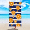Fresh Orange Slice Print Beach Towel Minimalist Striped Design Beach Blanket Soft Quick Dry Sand Resistant Absorbent Towel