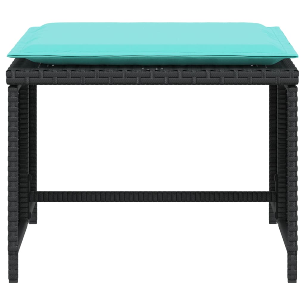 Garden Chair with Footstool Black Poly Rattan