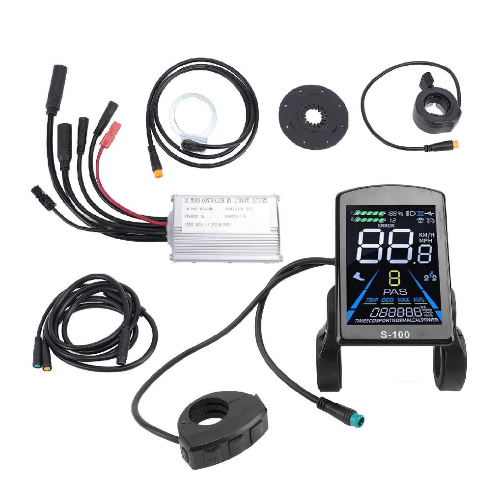 Electric Scooter Conversion Kit 15A Controller Water Resistant S100 Color Display Meter Thumb Throttle Power Assisted