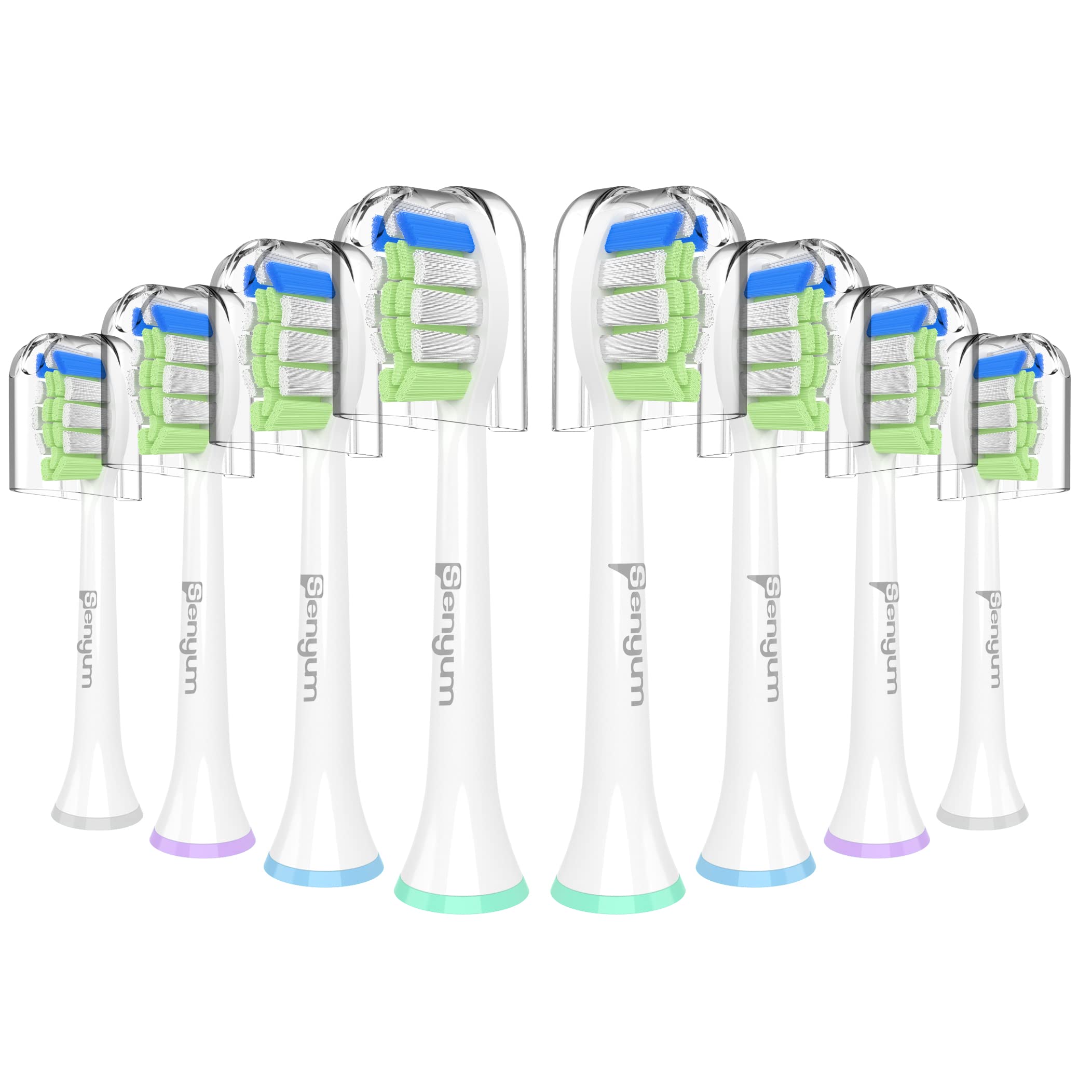 

Senyum Electric Toothbrush Replacement Brush Set for Philips Sonicare White Standard Type of HX6554/07, HX3671/23, HX3675/24, DiamondClean, (Pack 8) белый