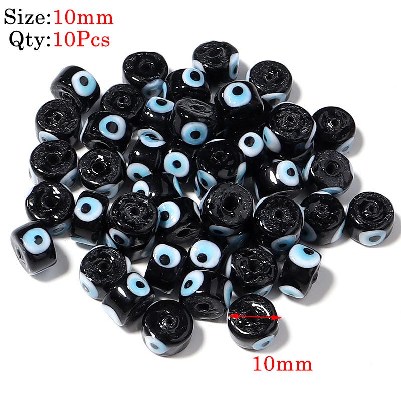 Round Lampwork Evil Eye Beads Liuli Flat Loose Fashion Jewelry For Bead Diy Handmade Bracelets Phone Charm Components