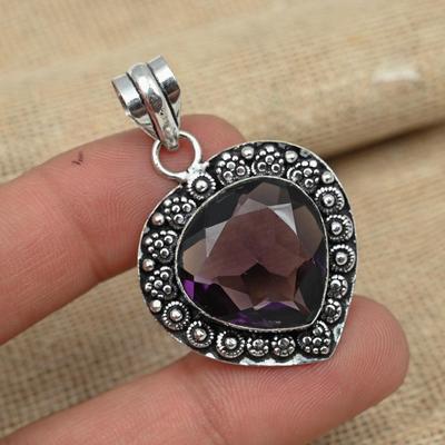 Amethyst Gemstone 925 Sterling Silver Jewelry Handmade Pendant For Christmas Gift