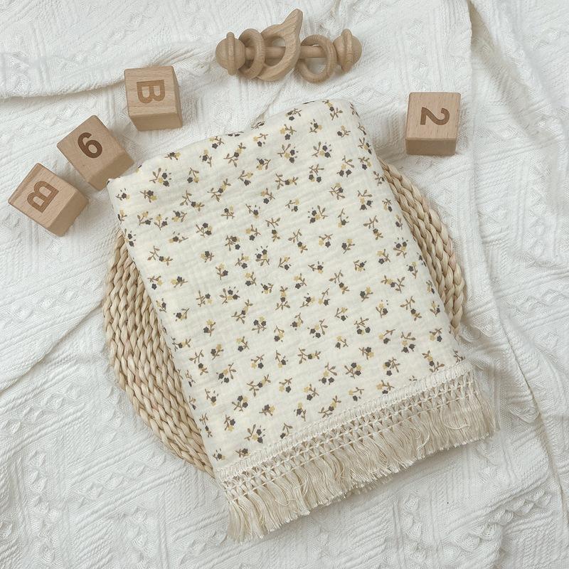 

Детское муслиновое одеяло с цветочным принтом, аксессуары для новорожденных, хлопковая пеленка, мягкие подгузники для новорожденных, покрывало для кровати, одеяло Manta 100X120cm
