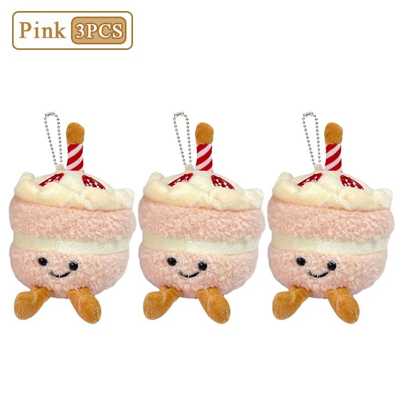 1-10 Piezas Llavero de Pastel de Peluche Lindo Regalo de Cumpleaños Realista Muñeco de Peluche Suave Decoración para Niñas Niños Recuerdos de Fiesta Decoración para el Hogar del Coche