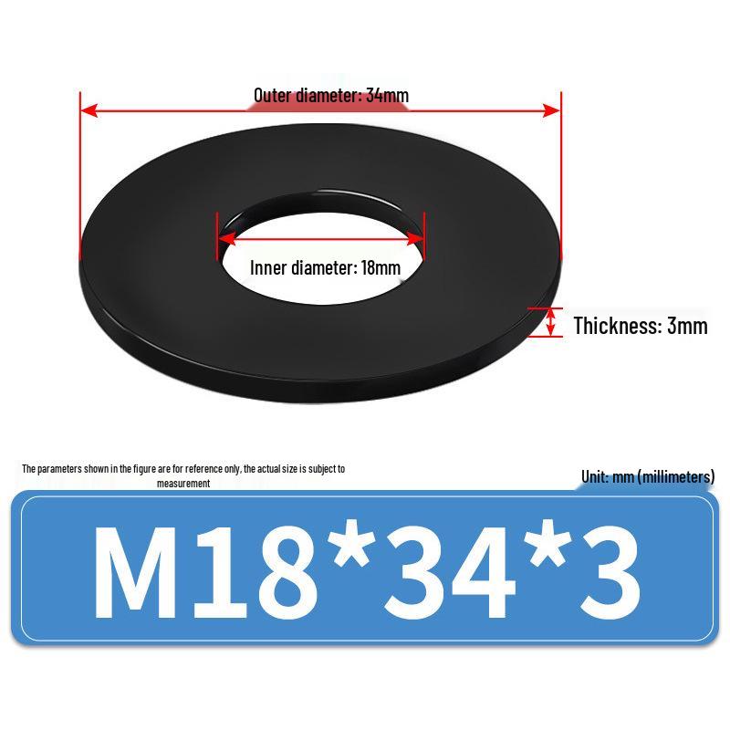 8.8 Grade Black Hardened High-Strength Oversized Flat Metal Spacer Washer (M2-M8)