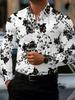 2026 Men's Fashion Red Rose Print Long-Sleeve Shirt, Stylish Casual Design, Spring/Autumn Casual Shirt