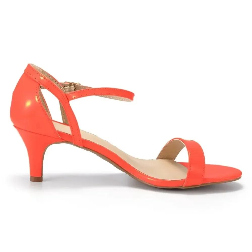 Women Patent Leather Sandals  Summer Multi Color 5cm Low High Heels Sexy Pumps Ankle Strap Sandal Ladies Party Wedding Shoes