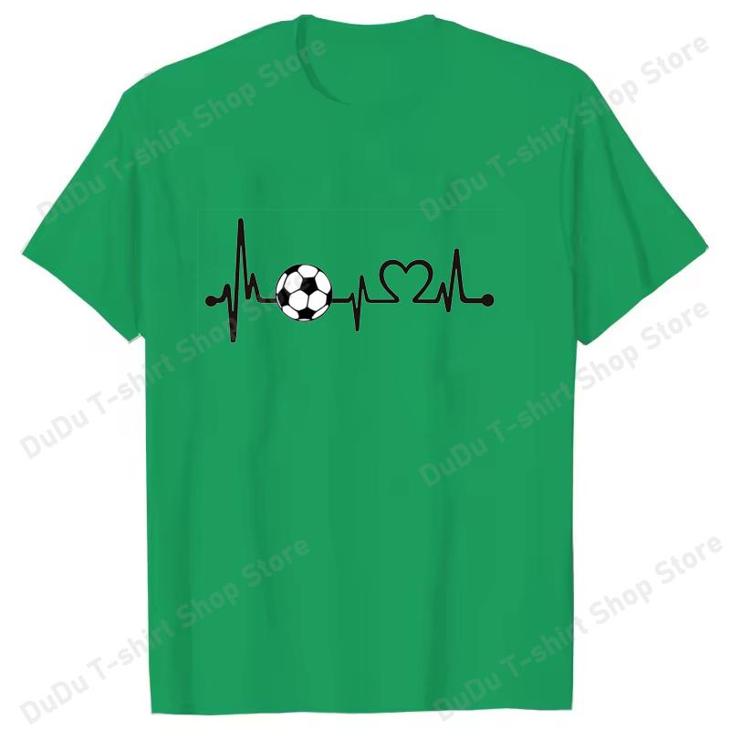 Fashion Heartbeat Football Print Short Sleeve Unisex Women Summer Cool Casual Outdoor T Shirts Tops 2026 Football Fan T Shirts