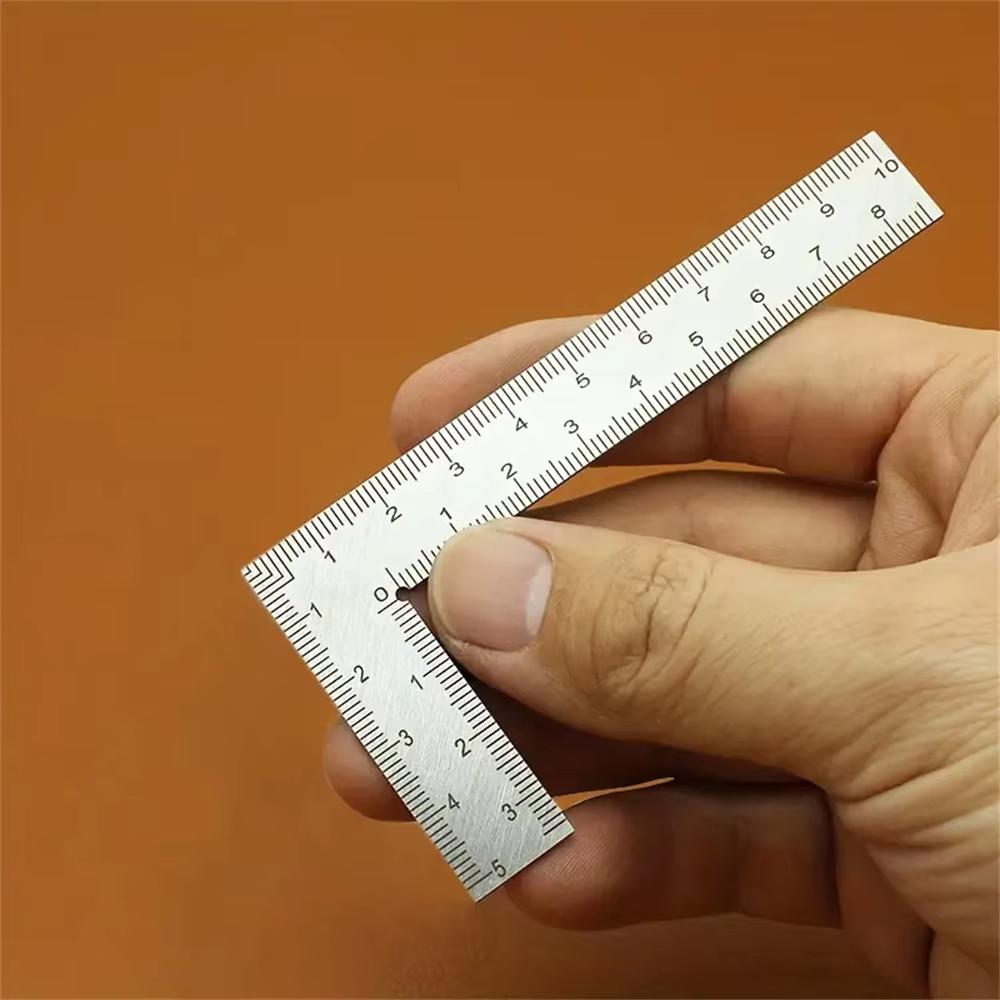 Mini Stainless Steel L-Shaped Double-Sided Precision Scale Ruler - High-Accuracy Measuring Tool for Leather Design, Metal Materi