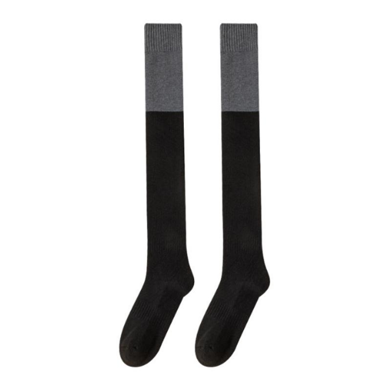 Chaussettes d'hiver tricotées pour femmes, chaussettes au-dessus du genou, antidérapantes, hautes, épissées ensemble, chaussettes chaudes pour femmes, bas de printemps pour femmes