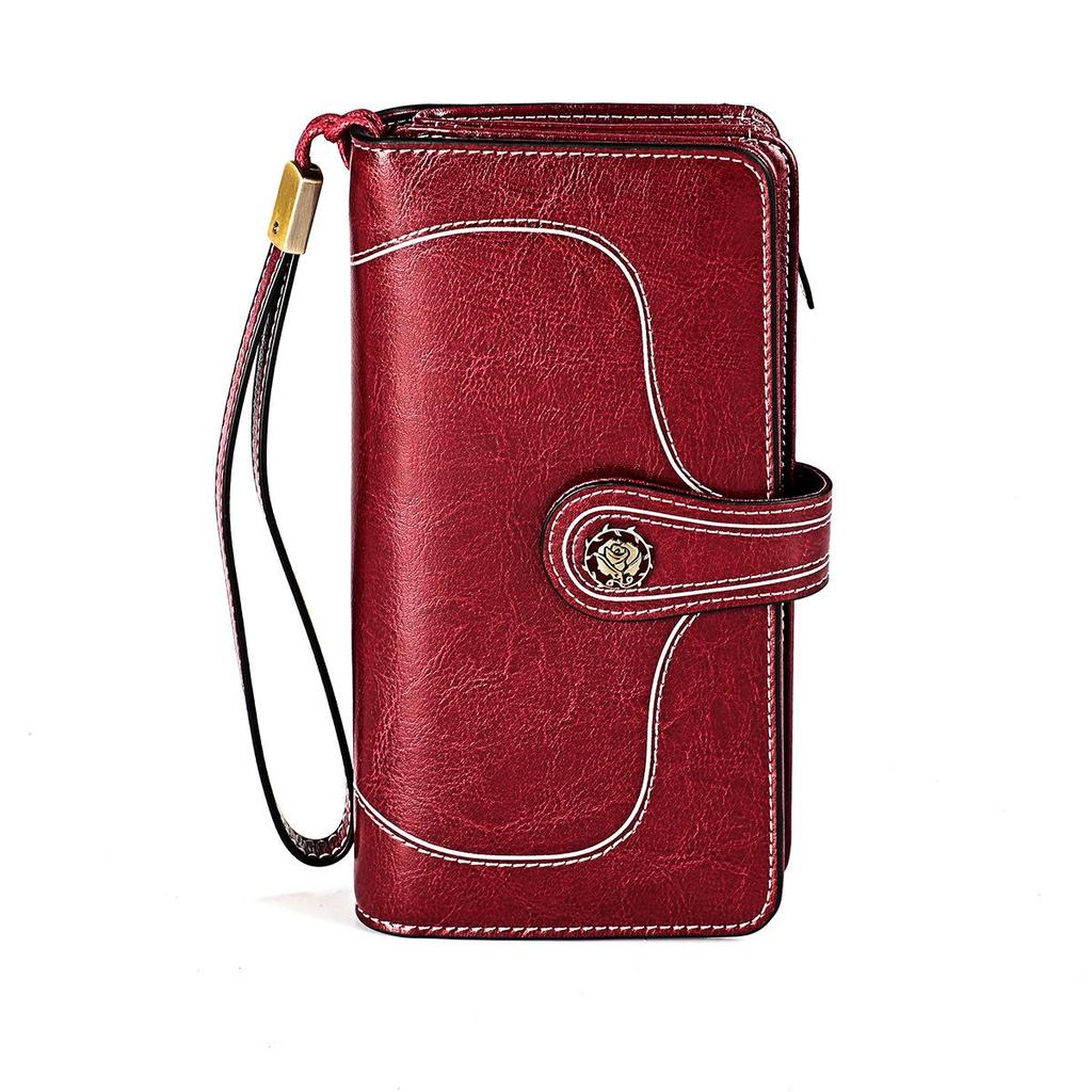 Vintage RFID Retro Genuine Leather Women's Long Clutch Wallet