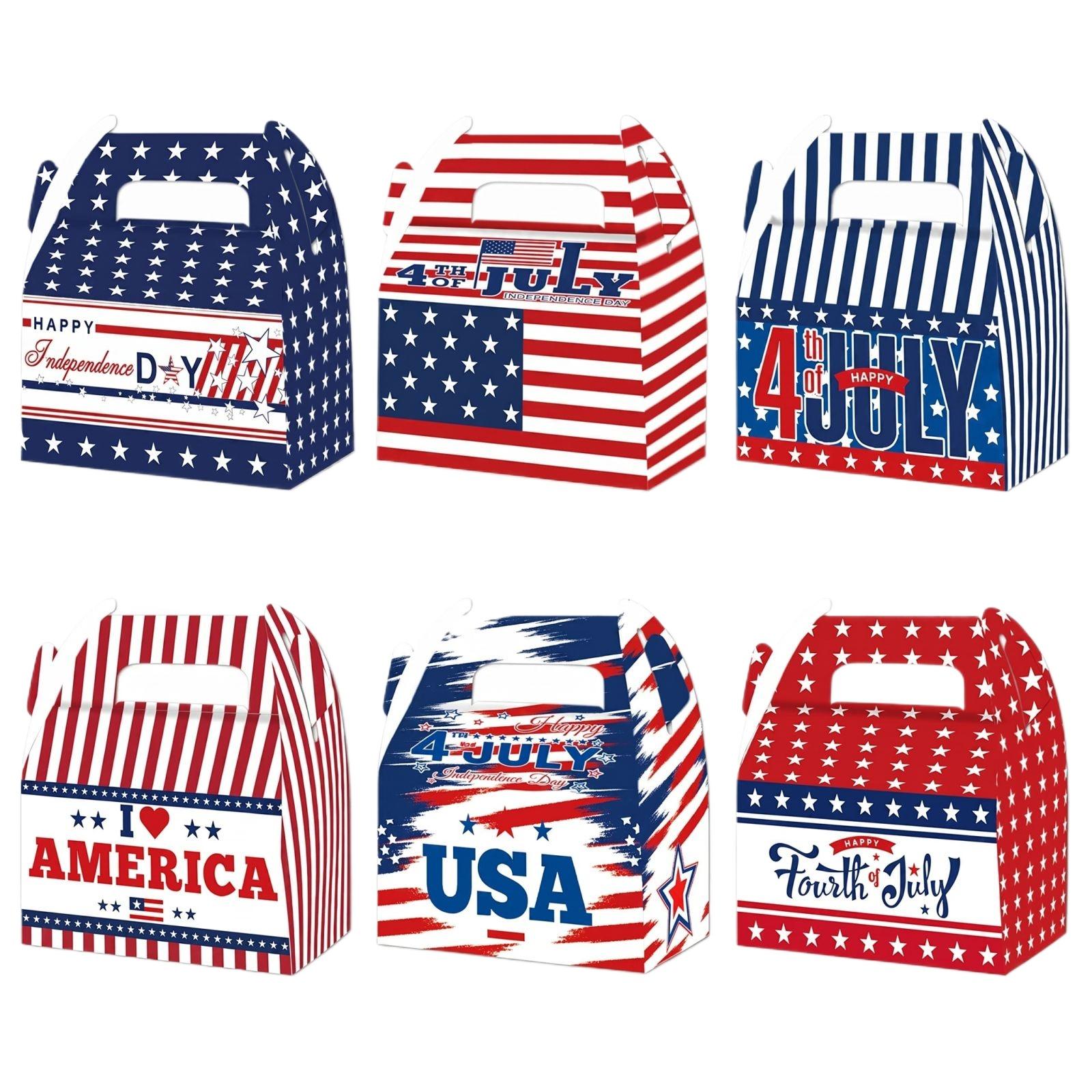 

Party Favor Candy Boxes Bags Gift Candy Bags Storage Bags with Handle for Holiday Celebration Independence Day Event Decorations one size