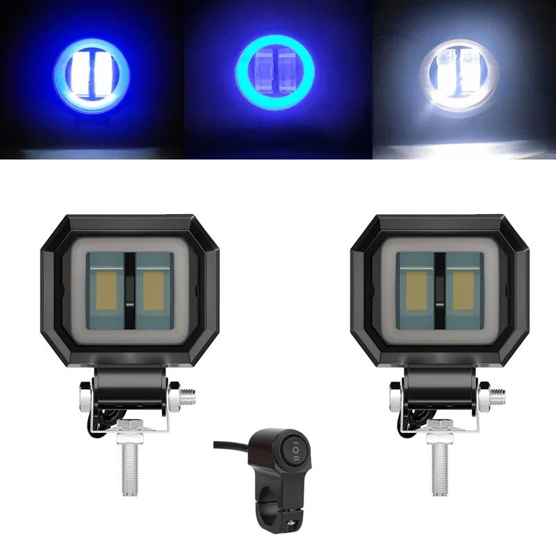 Motorcycle Headlights Round Angel Eye Additional Motorcycle Led Lights Spotlights Auxiliary Fog Lights Motorcycle Accessories