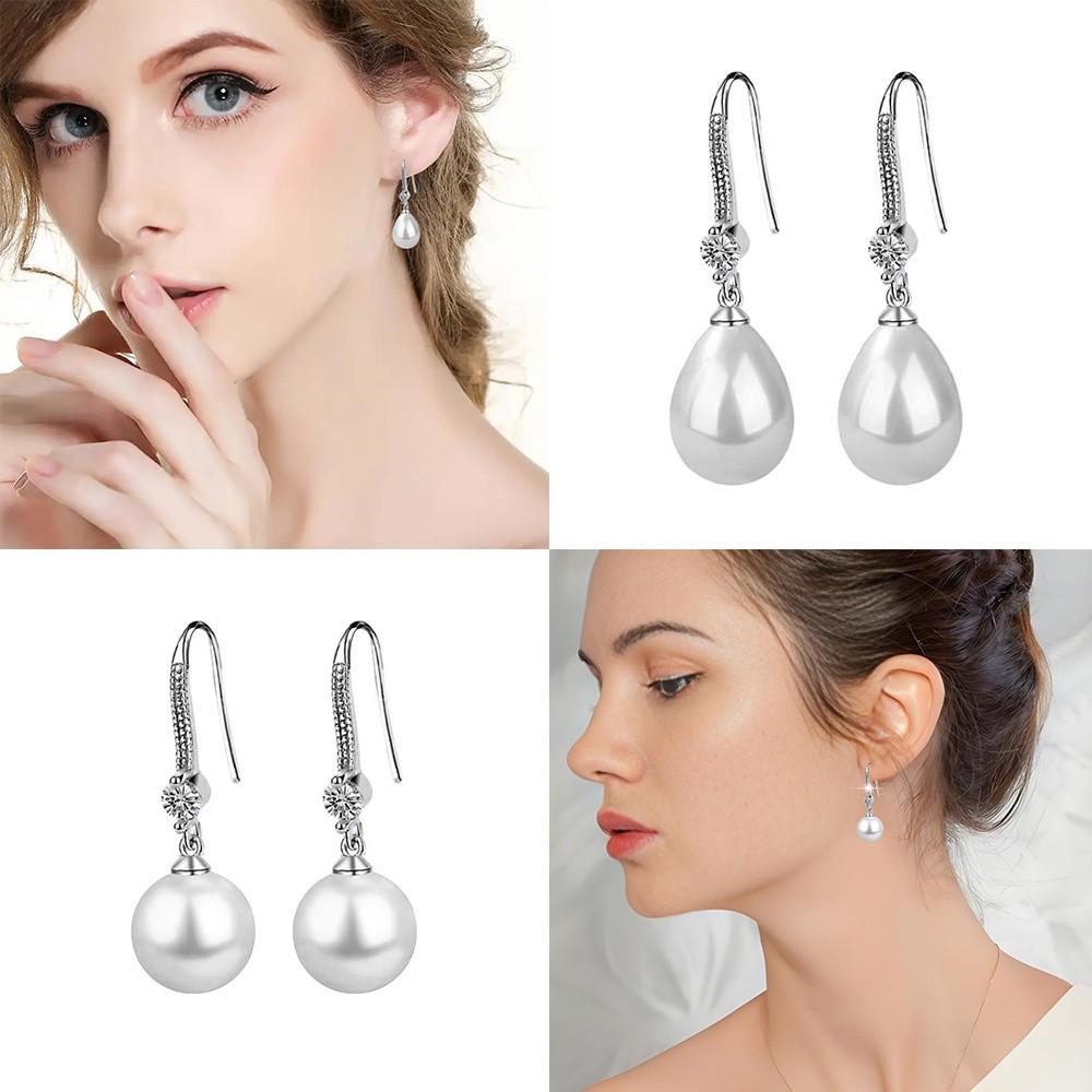 1 Pair Water Imitation Pearls Drop Earrings Round Stud Earrings Fashion Pearl Earrings  Women Gift