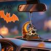 Festive Atmosphere Hanging Props Halloween Pendants with Ghost/Bat/Witch Designs, Acrylic Decorative Ornaments Lanyards, Retro Party Decorations