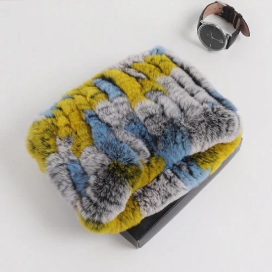 New Fashion Knitted Good Elastic Real Fur Scarf Hat Sets Women Winter Warm Natural Rex Rabbit Fur Scarves Hats Sets