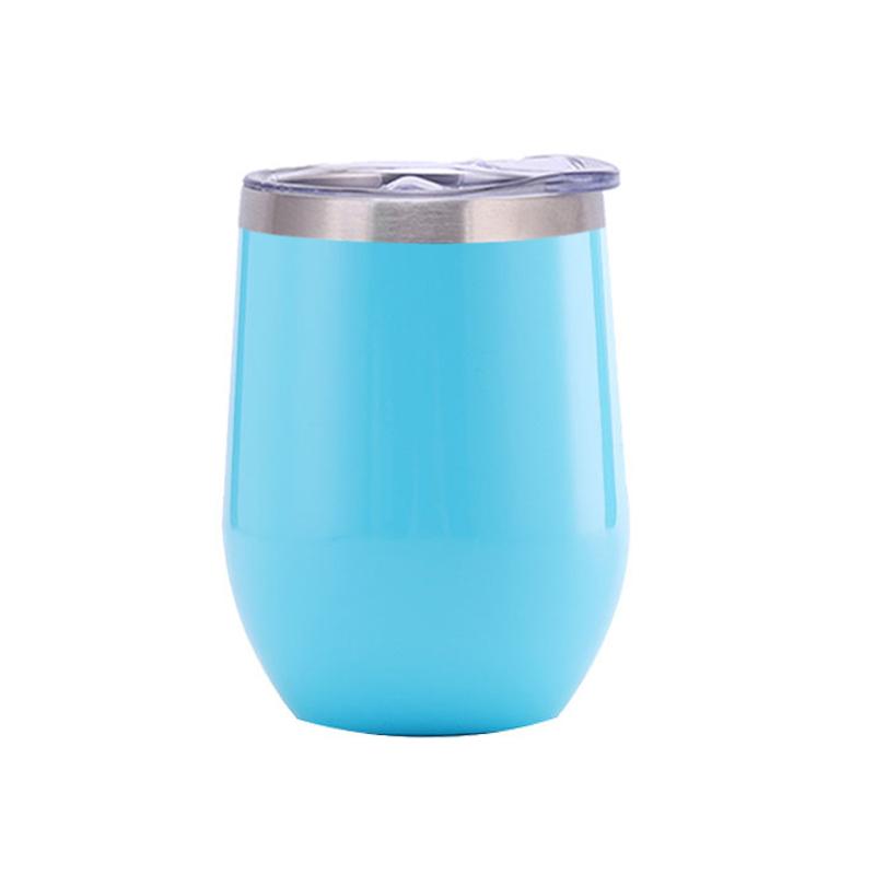 Custom 12oz Stainless Steel Double Layer Eggshell Insulated Vacuum Thermos Coffee Cup Outdoor Mini Egg Shaped Cup Mug with Lid